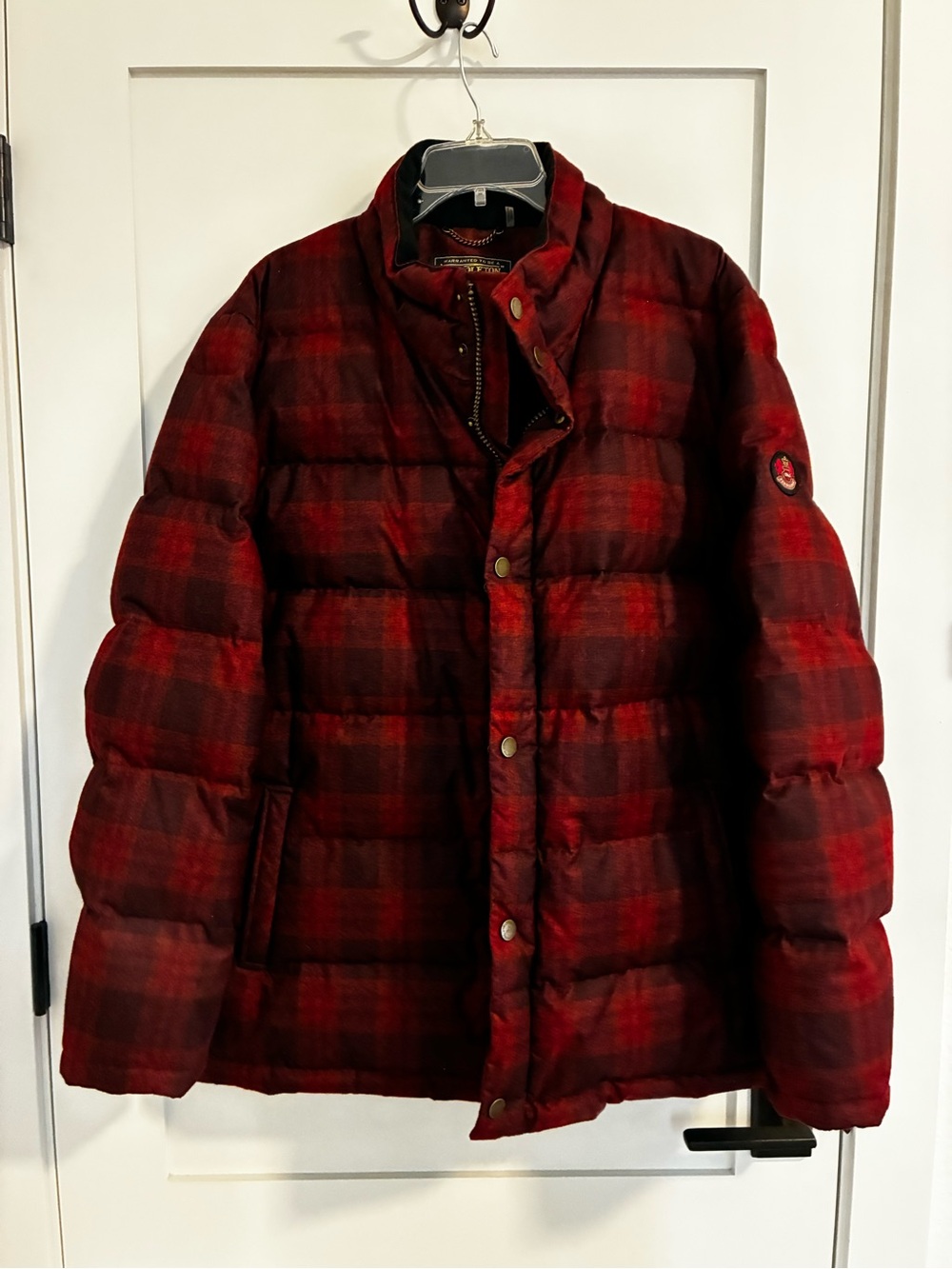 Pendleton Mountain Down Puffer Jacket XL Burgundy Plaid PM132